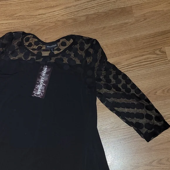 New Nina Leonard sexy black midi dress sizes M and L - Picture 3 of 8